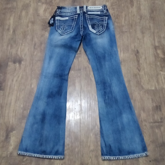 Rock Revival NWOT Women's 26 Amy Flare Embellished Embroidered Distressed - Picture 5 of 16